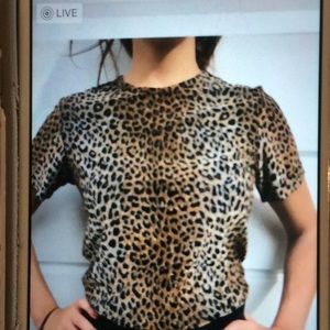 VTG leopard printed mesh blouse